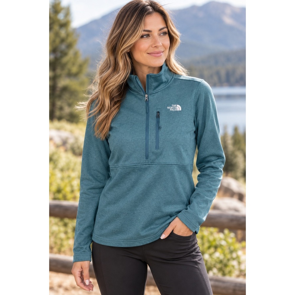 The North Face Women's M Teal 1/4 Zip Pullover Fleece Gorpcore Hiking Outdoor